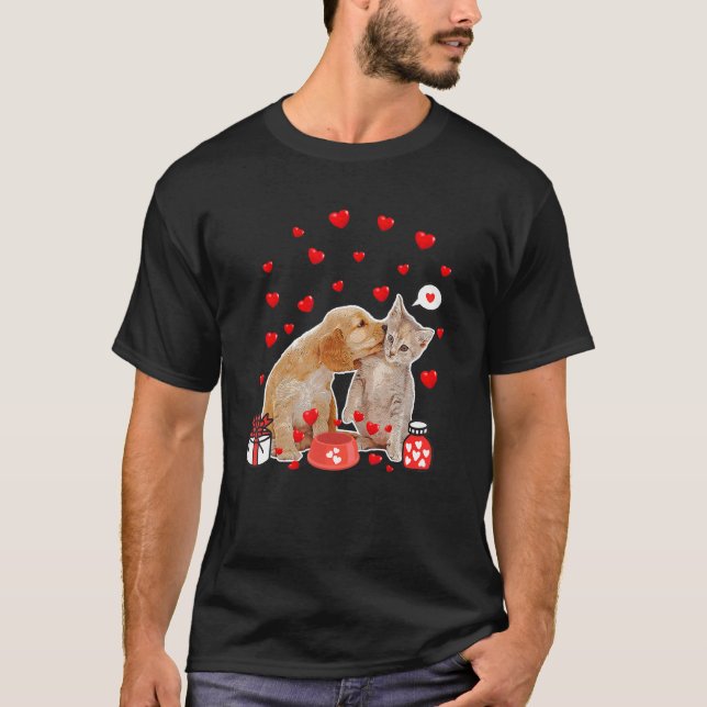 Camiseta Día de San Valentín Cat Dog Lover Cat Dog Dad Mom  (Anverso)