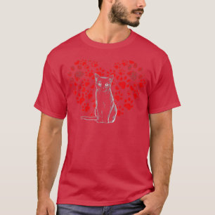 Camiseta Día de San Valentín Cat Lover Heart Paw Gift Cat M