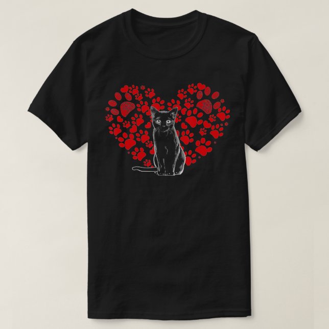 Camiseta Día de San Valentín Cat Lover Heart Paw Gift Cat M (Diseño del anverso)