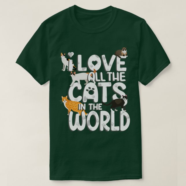 Camiseta Día de San Valentín Cat Lover me encantan todos lo (Diseño del anverso)