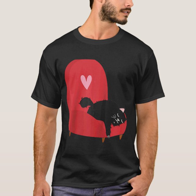 Camiseta Día de San Valentín Cat w Red Heart lindo kitten v (Anverso)