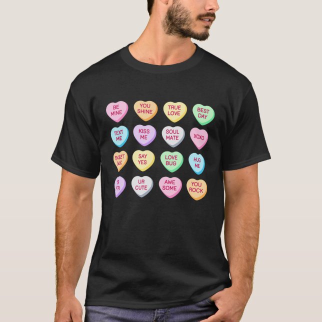 Camiseta Día de San Valentín Conversación Corazón Divertido (Anverso)