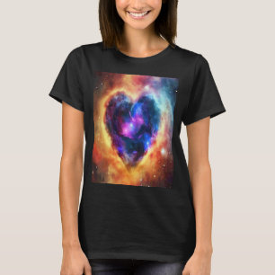 Camiseta Día de San Valentín Corazón de Amor Galaxia Novia
