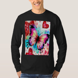 Camiseta Día de San Valentín Corazón de Amor Mariposa Novia
