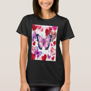 Camiseta Día de San Valentín Corazón de Amor Mariposa Novia