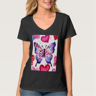 Camiseta Día de San Valentín Corazón de Amor Mariposa Novia