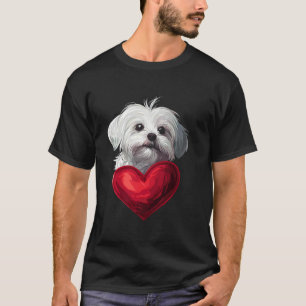 Camiseta Día de San Valentín corazón de perro maltés