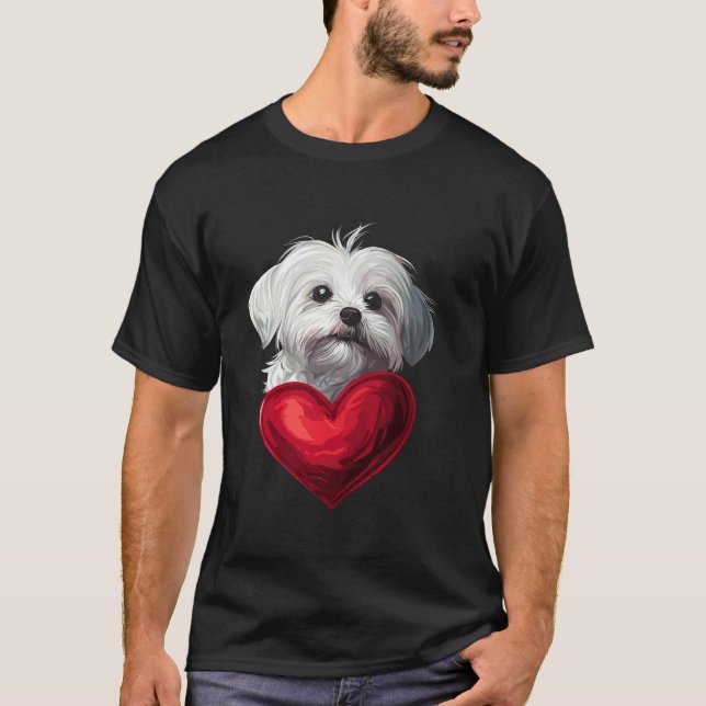 Camiseta Día de San Valentín corazón de perro maltés (Anverso)