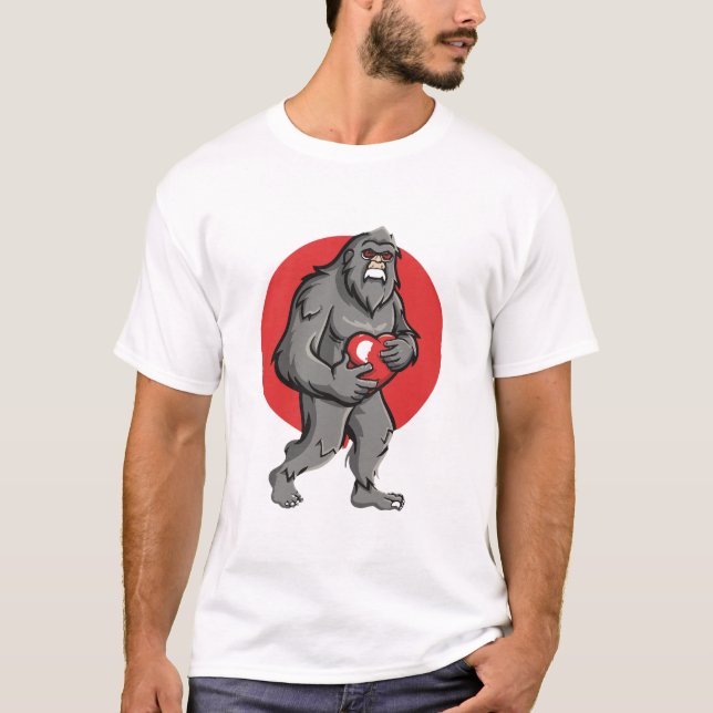 Camiseta día de san valentín corazón de pie grande (Anverso)