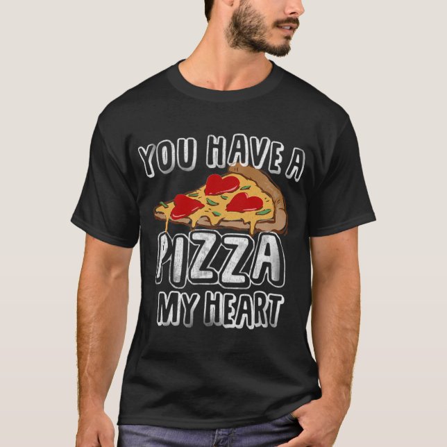 Camiseta Día de San Valentín Corazón de Pizza Hombres Mujer (Anverso)