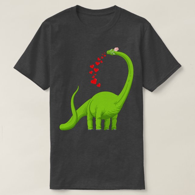 Camiseta Día de San Valentín Corazón Dinosaurio Brachiosaur (Diseño del anverso)