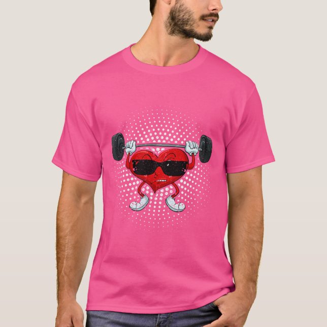 Camiseta Día de San Valentín Corazón Levantamiento de Pesas (Anverso)