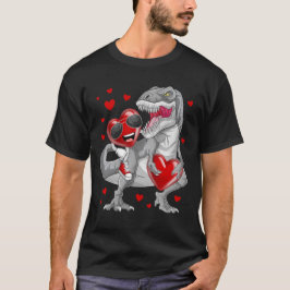 Camiseta Día de San Valentín Corazón montando Dinosaurio T