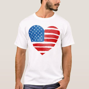 Camiseta Día de San Valentín Corazón Patriótico Bandera de 