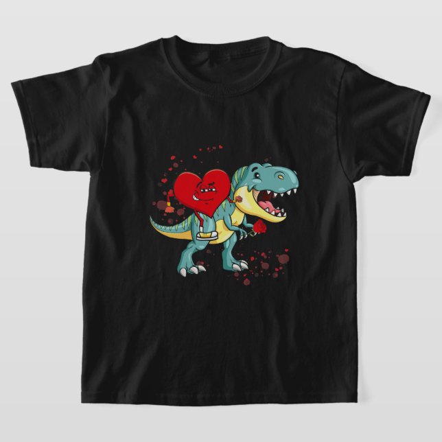 Camiseta Día de San Valentín Corazón Riding Dinosaur T Rex (Distribución)