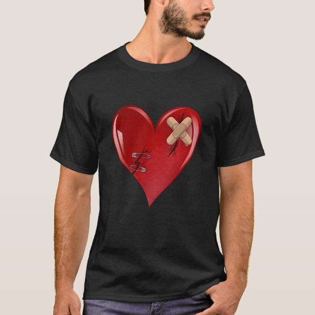 Camiseta Día de San Valentín, corazón roto rojo (Anverso)