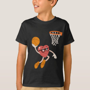 Camiseta Día de San Valentín Corazón Sumergiendo Baloncesto