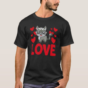 Camiseta Día de San Valentín Corazones Amor Mapache Animal