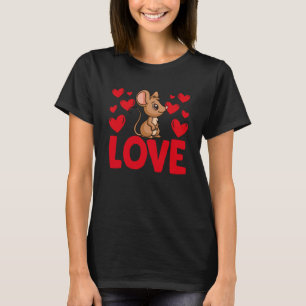 Camiseta Día de San Valentín Corazones Amor Rata Animal Muj