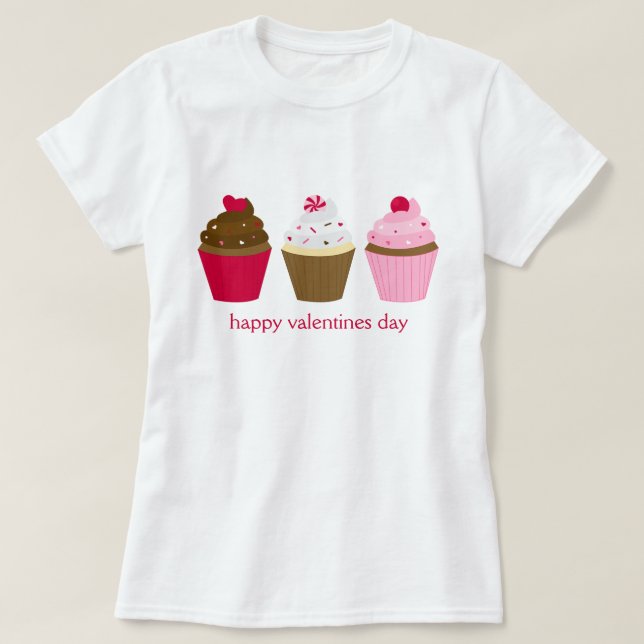 Camiseta Día de San Valentín Cupcakes Personalizado (Diseño del anverso)