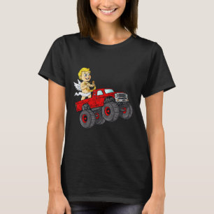 Camiseta Día de San Valentín Cupid Riding Monster Truck Fun
