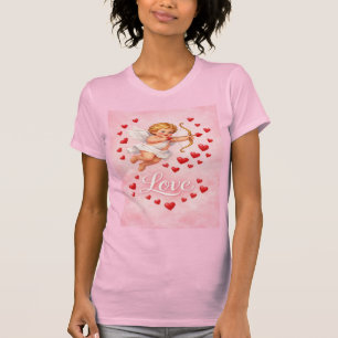 Camiseta Día de San Valentín Cupido Amor Rosa Rojo