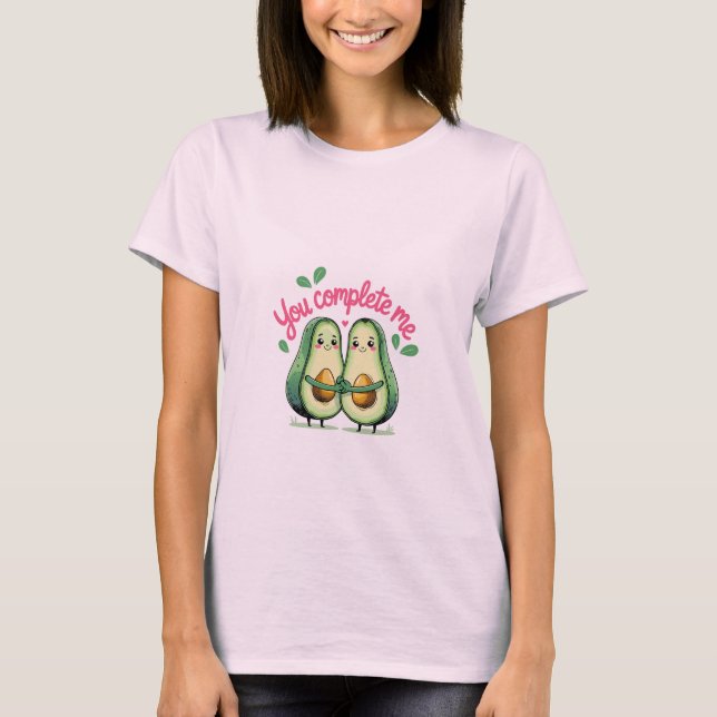 Camiseta Día de San Valentín Cute Avocado Tú Me Completas  (Anverso)
