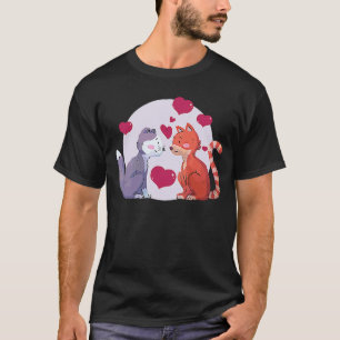 Camiseta Día de San Valentín Cute Cats Boyfriend Girlfriend