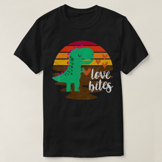 Camiseta Día de San Valentín Cute Dinosaurio T Re Love Bite (Diseño del anverso)