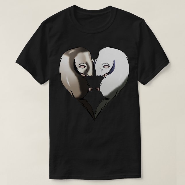 Camiseta Día de San Valentín Cute Ferrets Couple Heart (Diseño del anverso)