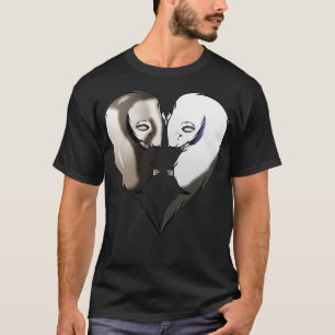 Camiseta Día de San Valentín Cute Ferrets Couple Heart