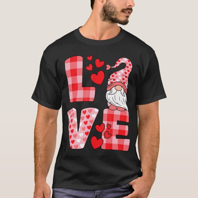 Camiseta Día de San Valentín Cute Love Heart Gnome Búfalo R (Anverso)