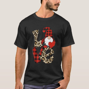 Camiseta Día de San Valentín Cute Love Heart Gnome Leopard