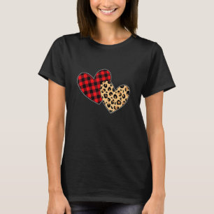 Camiseta Día de San Valentín Cute Love Heart Leopard Red Pl