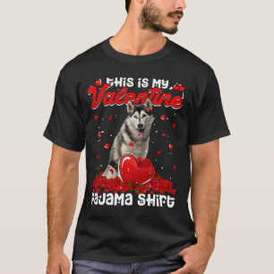Camiseta Día de San Valentín Cute Siberian Husky Dog Hearts
