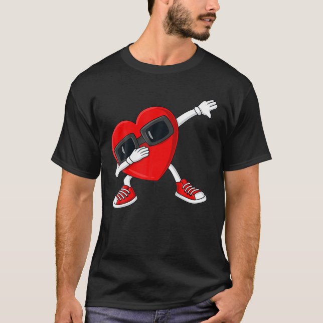 Camiseta Día de San Valentín Dabbing Heart Graciosos Chicas (Anverso)