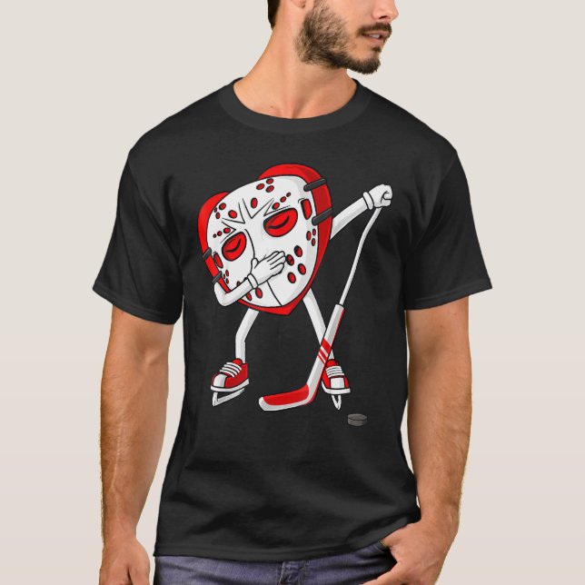 Camiseta Día de San Valentín Dabbing Heart Hockey Stick Chi (Anverso)