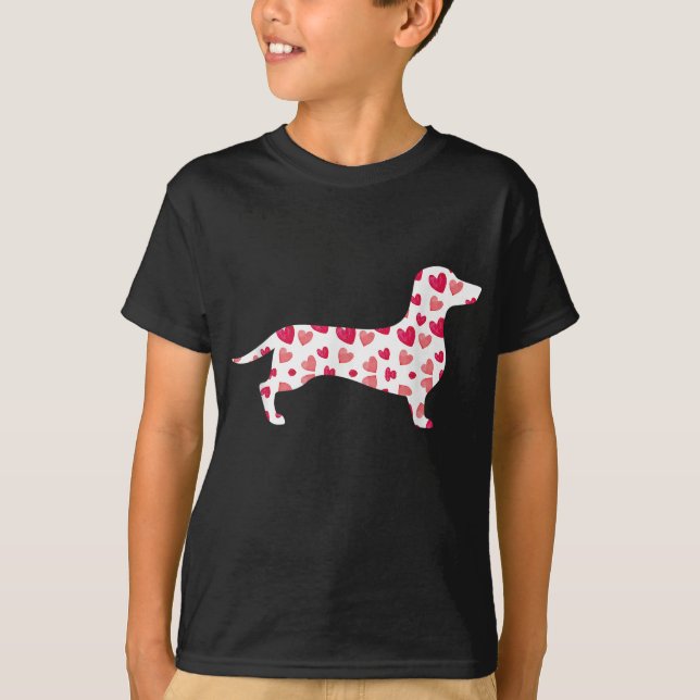 Camiseta Día de San Valentín Dachshund Corazones Perro Cach (Anverso)