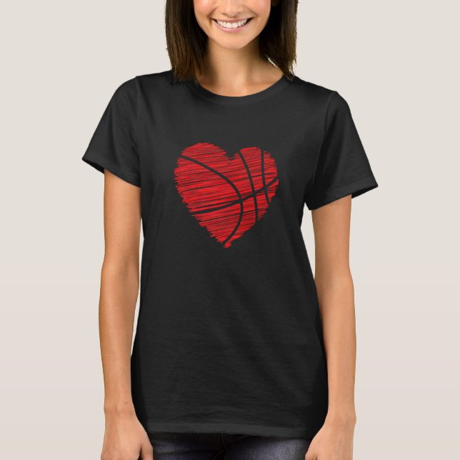 Camiseta Día de San Valentín de amor Baloncesto Scribble He (Anverso)