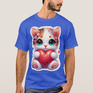 Camiseta día de San Valentín de animales lindo gato TShirt