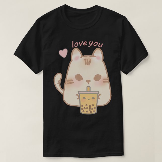Camiseta Día de San Valentín de Boba de Cat Cute (Diseño del anverso)