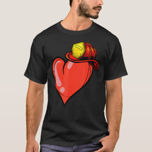Camiseta Día de San Valentín de bomberos de corazón Guay Vo