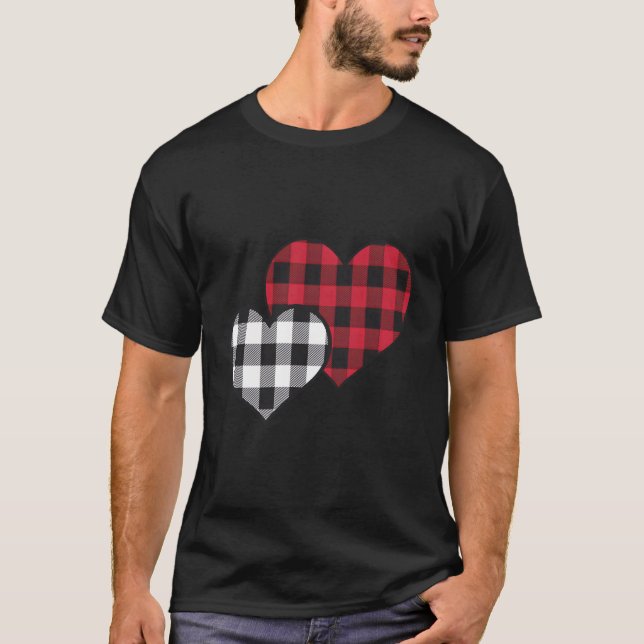 Camiseta Día de San Valentín de Buffalo Plaid Valentine Hea (Anverso)