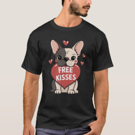 Camiseta Día de San Valentín de Bulldog francés besa gratis