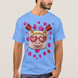 Camiseta Día de San Valentín de cerdo Animal Cara Corazón G