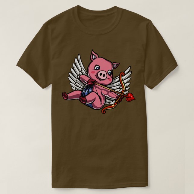 Camiseta Día de San Valentín de cerdo Cupid (Diseño del anverso)