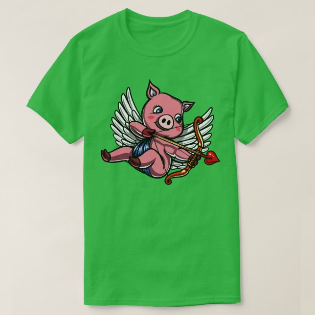 Camiseta Día de San Valentín de cerdo Cupid (Diseño del anverso)