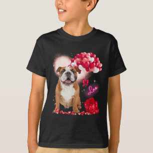 Camiseta Día de San Valentín de corazón de globo de Bulldog