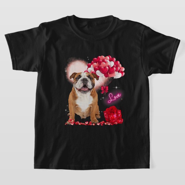 Camiseta Día de San Valentín de corazón de globo de Bulldog (Distribución)