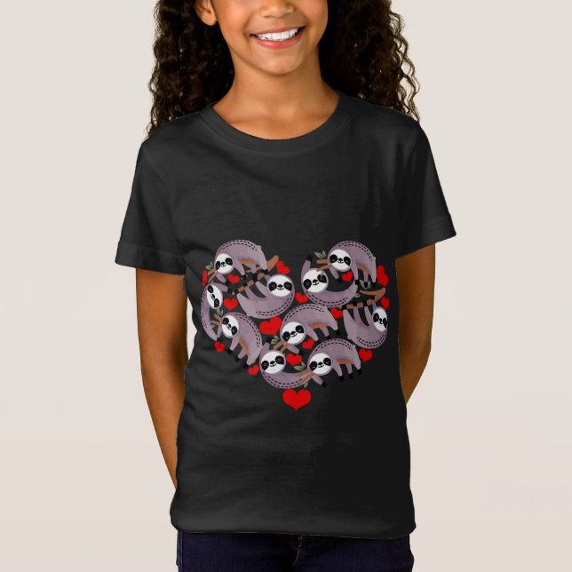 Camiseta Día de San Valentín de corazón lindo Sloth Aovers  (Anverso)